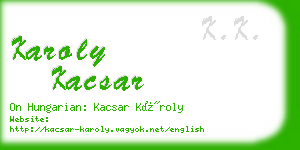 karoly kacsar business card